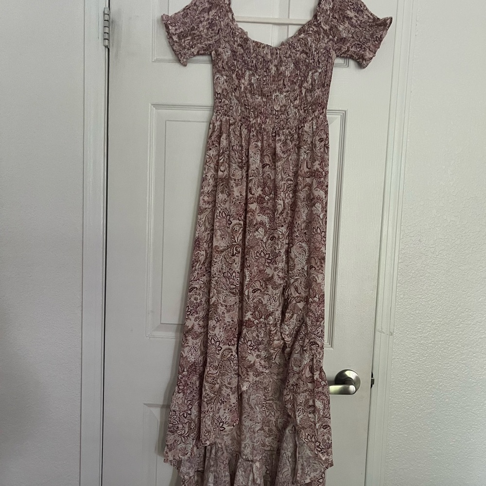 Francesca's Collections Floral Maxi Dress - Brown and Cream